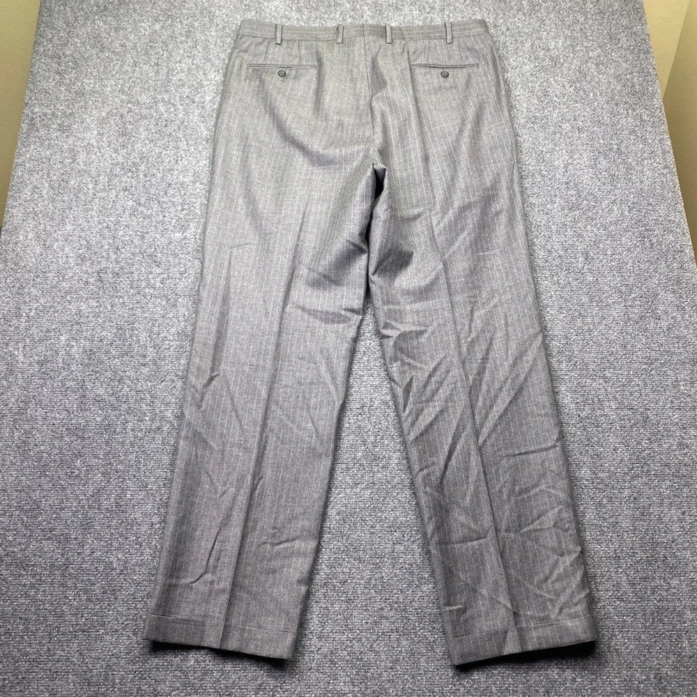 Tasso Elba Mens Gray Pinstripe Wool Cashmere Pleated‎ Dress Pants 44L Preppy